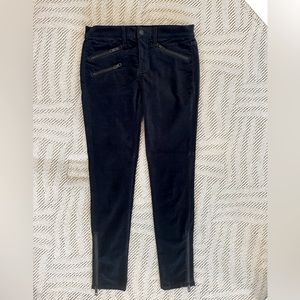 Rag N Bone Navy Velvet Pants with Zippers Size 28